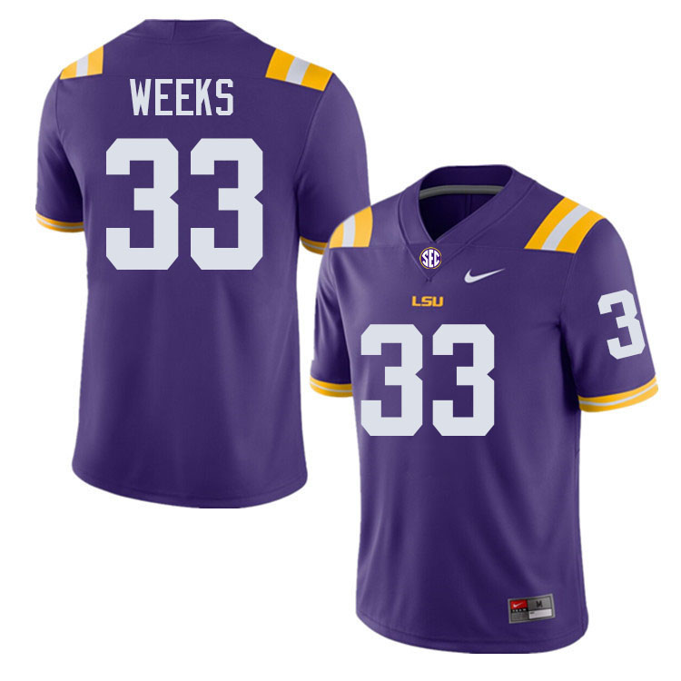 #33 West Weeks LSU Tigers Jersey,Louisiana State University Tigers Football Jersey-Purple
